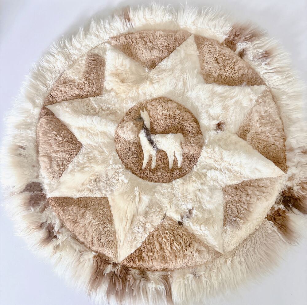 SOUTH AMERICAN ROUND PATCHWORK ALPACA FUR RUG